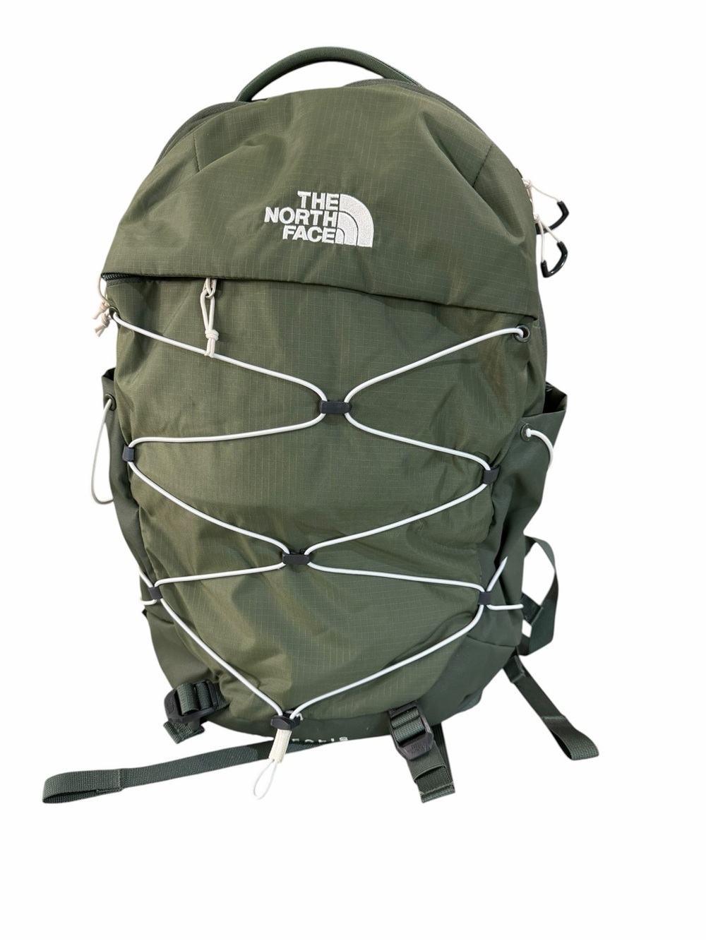The North Face Borealis Olive Green Men's Backpack with Bungee Front - Picture 3 of 11